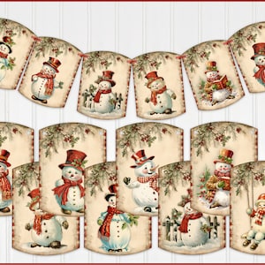 Country Christmas Banner, Garland, Christmas Bunting, Party Decor, Snowman Banner, Two Sizes Available, Laminating Optional