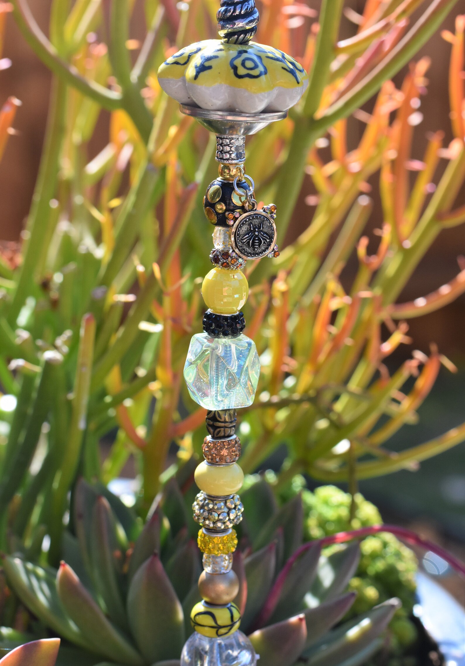 Garden Wand Flower Pot Wand Fairy Wand Garden Stake Etsy