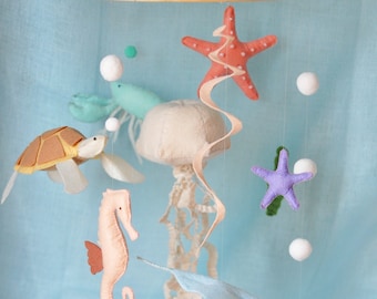 sea mobile，sailfish crib mobile，Ocean Theme crib mobile，Pregnancy Gift，baby gift，sea nursery decor，Octopus/Sea turtle baby mobile