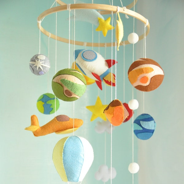 Solar System baby mobile，planet ornaments，Outer space mobile，planets /galaxy mobile ，Space Room Decor， airplane mobile，Travel nursery mobile