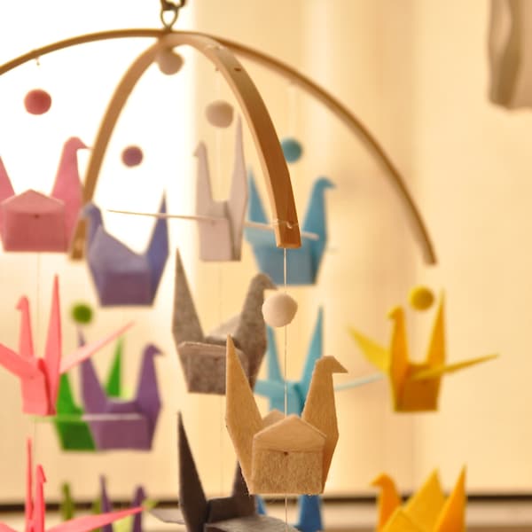 Felt Origami Crane/Bird Mobile/Origami crane mobile/Crane Mobile/gift for baby or friend /Crib Mobile/Baby gift/Nursery decor/Home Decor