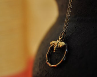 Honey bee Necklaces，Honey bee Jewelry，Bee Jewelry，Bamboo Hoop，Modern Jewelry，Gifts For Her