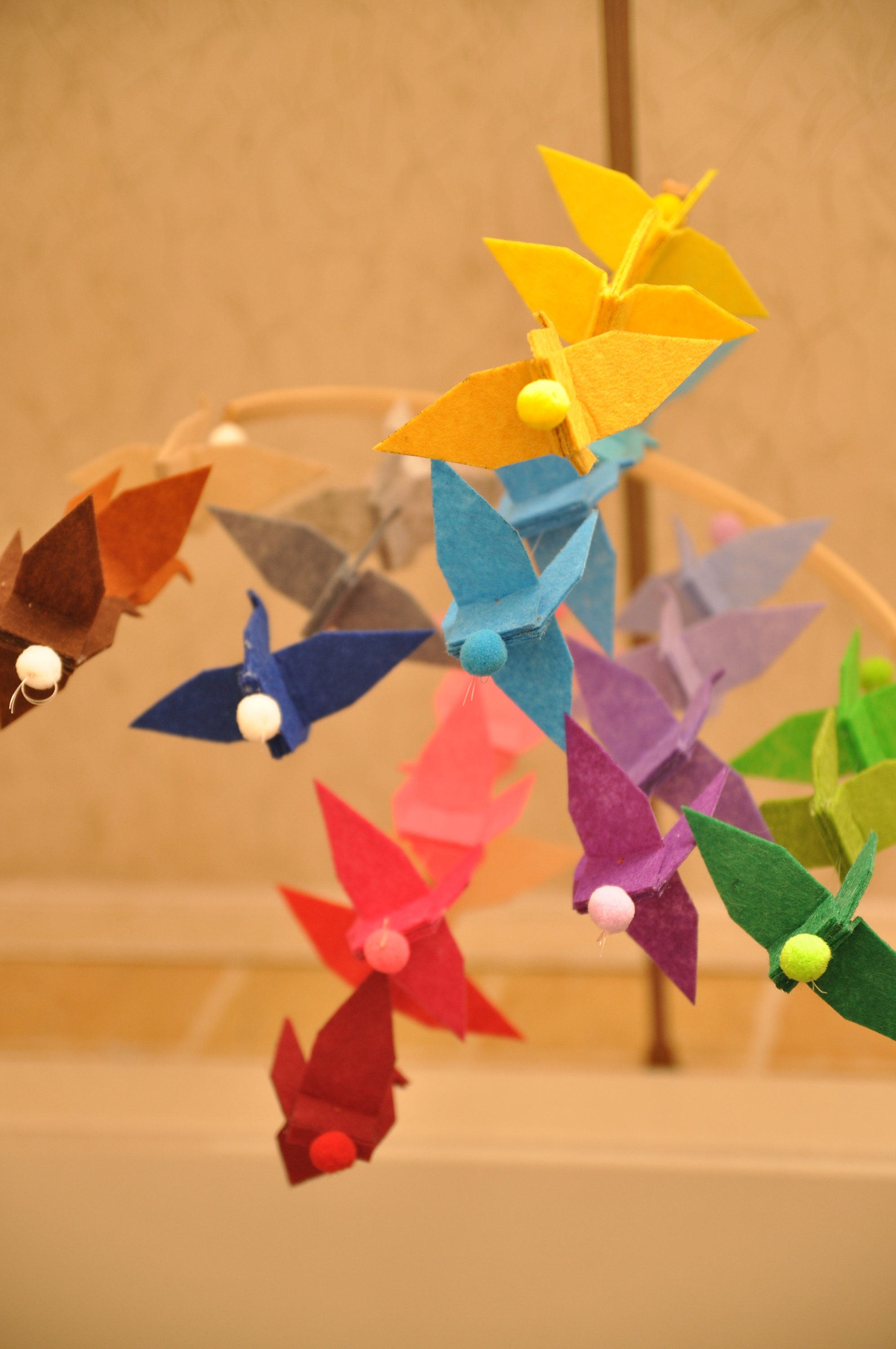 Felt Origami Crane/bird Mobile/origami Crane Mobile/crane Mobile