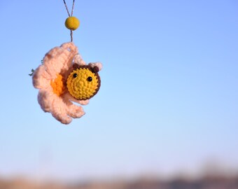 Car Rearview Mirror Pendant/crochet  Car Charm/Car Decor/crochet flowers Decor/car accessories for women/Mirror Charm/crochet animals