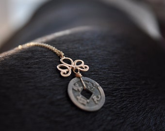COIN Necklace，Vintage Gift，Meditation，Feng Shui，Good Fortune ，Talisman