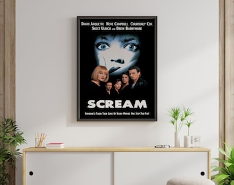 Scream Movie Poster, Quality Glossy Print, Photo Wall Art Sizes 12x18 16x24 24x36 27x40 #SCRE1