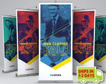 Custom Retractable Banner, 33x79inch, Design your Roll Up banner Stand with our personalization portal