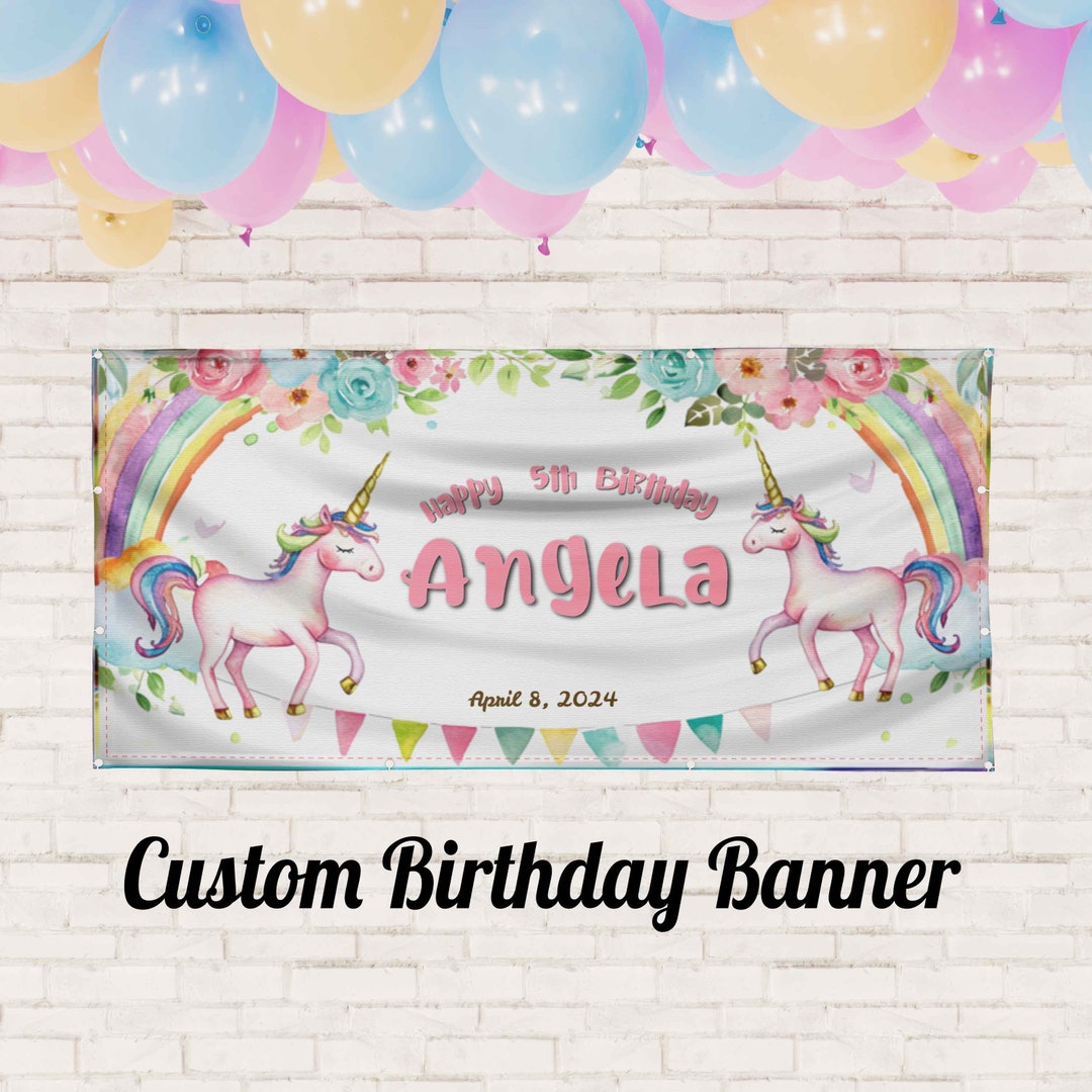 Custom Birthday Banner, Unicorn Inspired Vinyl Banner Pre-designed ...