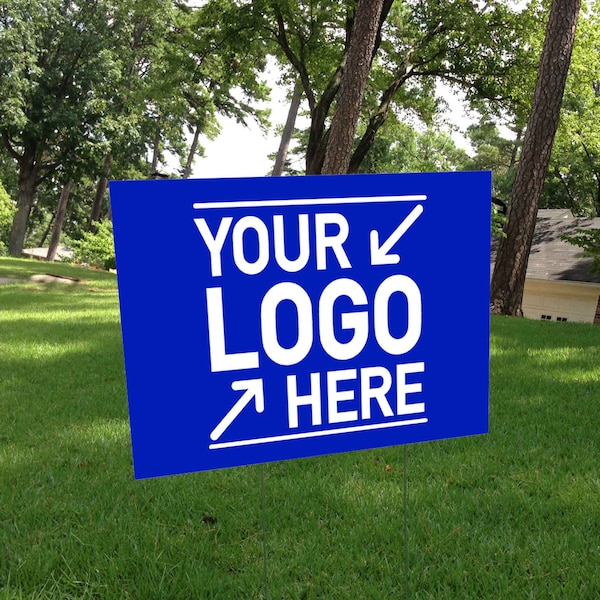 Editable Custom Yard Signs, full color print on sheets in 12x18 and 18x24. Upload or create your artwork