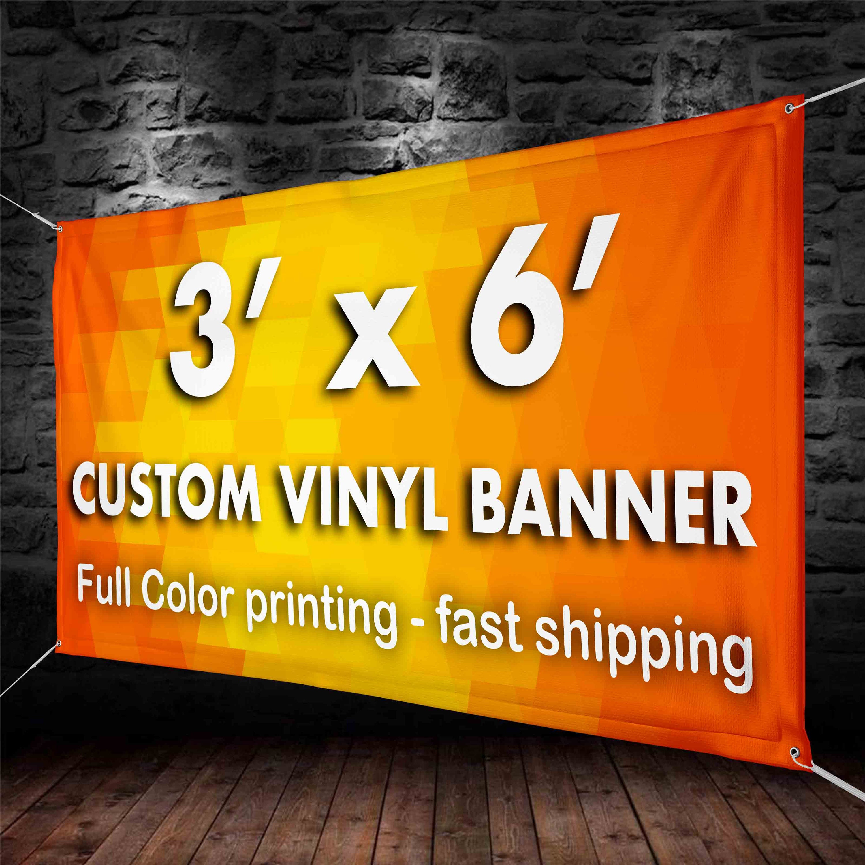 3x6 custom banners vinyl banner printing 13oz full etsy