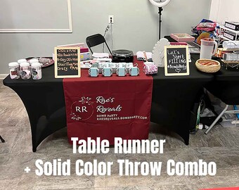 Table Runner with Custom Logo Print and Free Solid Color Throw Combo, Free online design tool Full color print