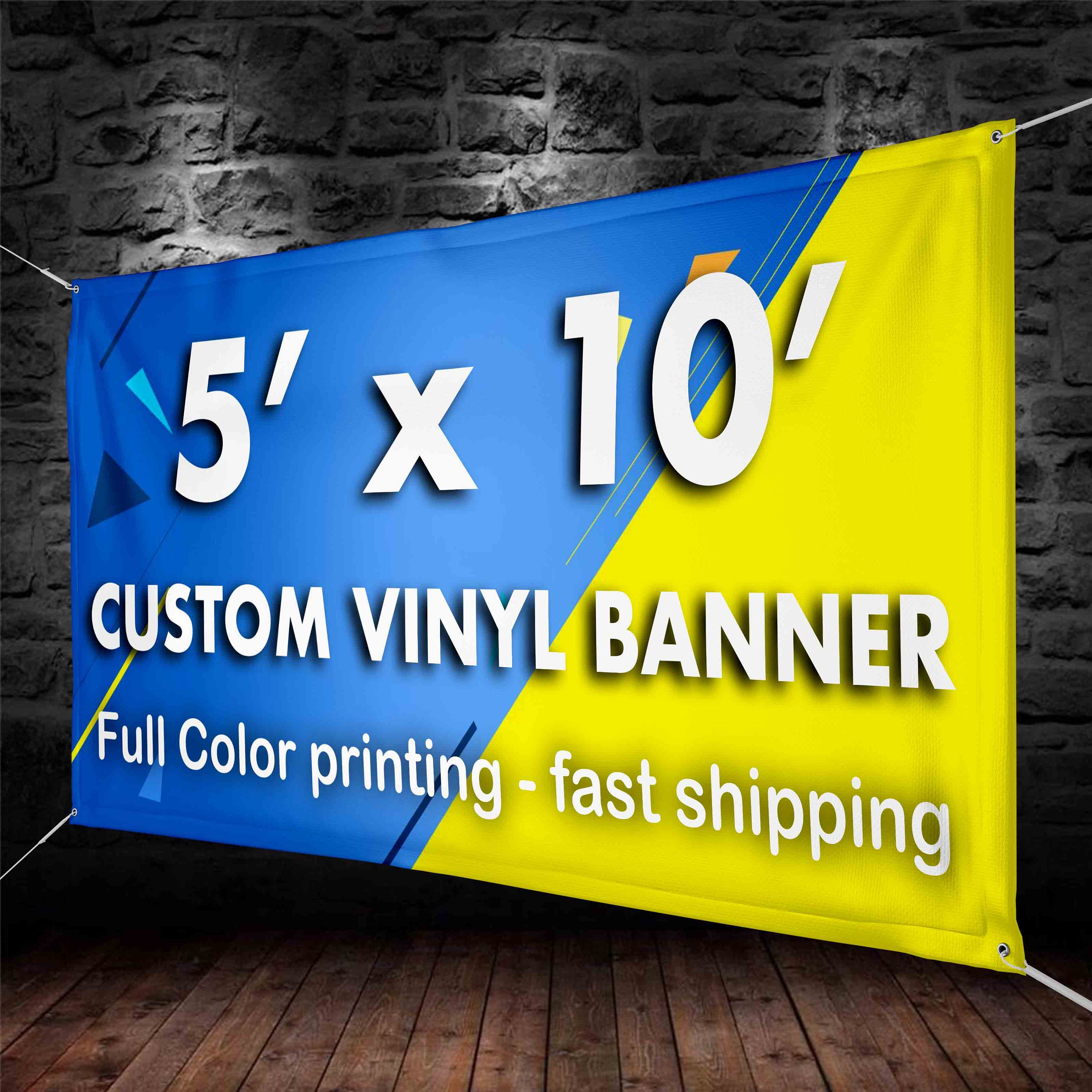 5x10 Custom Banners Vinyl Banner Printing 13oz Full Etsy