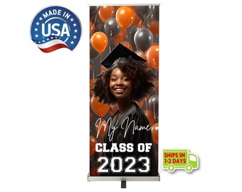 Customizable Graduation Retractable Banner Stand - Pre-design Template Available for Instant Personalization