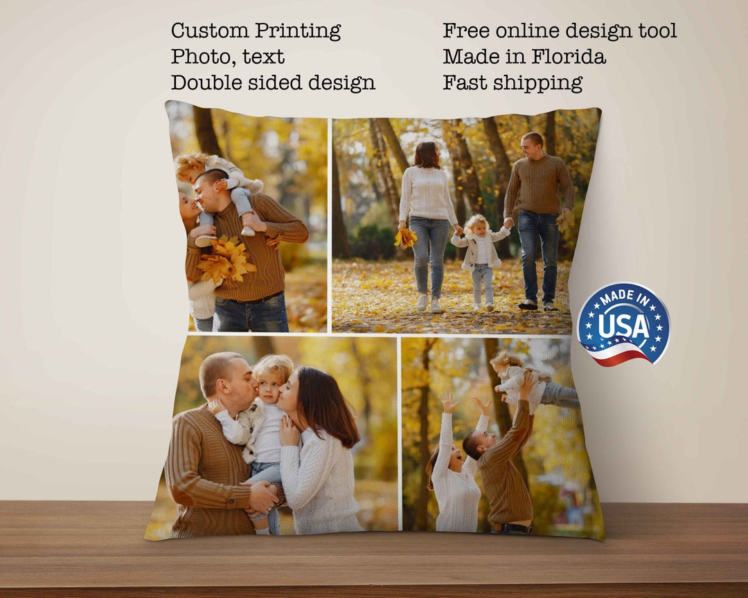 Customizable Collage Pillow Case Personalized Photo Print Cushion Cover