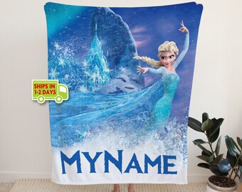 Frozen Movie Poster blanket personalized with your name custom print fleece blanket or sherpa blanket