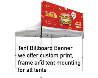 Tent Billboard Banner, large - New size 117x 36 in, additional advertising space to your canopy