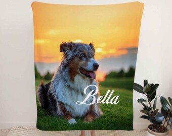Custom Pet Blanket Using Pet Photo | Name Custom Dog Blanket Personalized Dog Blankets Cat Picture Blanket Pet Photo Blanket Dog Dad Gift