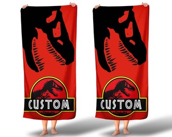 Jurassic Park themed Beach Towel with personalized name