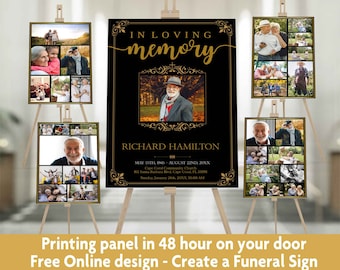 Funeral Welcome Sign, Celebration Of Life Poster, In Loving Memory, Memorial Board, Printable , Editable, F5