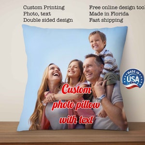 Photo Pillow Cover, free double-sided, Personalized Pillow, Customize Pillowcase, Custom Pillow with Photo, Personalized Photo Throw Pillow