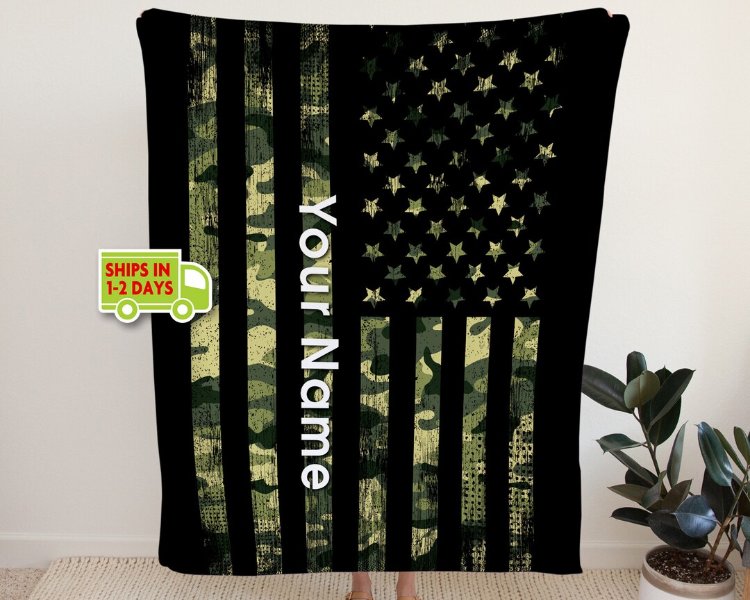 Army Fleece Blanket Soldier Blanket Camo American Flag Fleece Blanket