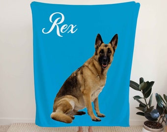 Custom Pet Portrait Blanket, Personalized Dog Photo Throw Blanket, Dog Mom Gift, Dog Face and Name Blanket, Dog Lover Gift