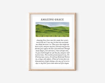 Amazing Grace Christian Hymn Print Oil Pastel Painting Scripture Art Christian Wall Decor