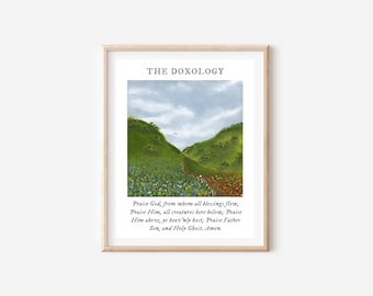 Doxology Print Christian Art Home Decor Oil Pastel Wall Art Christian Scripture Print