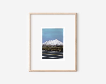 Mountain Gouache Painting Landscape Painting Nature Mountain Painting New Zealand Painting Gouache  Print titled "New Zealand Landscape"