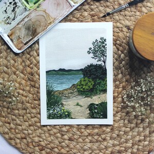 Landscape Gouache Painting Landscape Painting Nature Mountain Painting New Zealand Painting Gouache Print titled "New Zealand Landscape" immagine 3