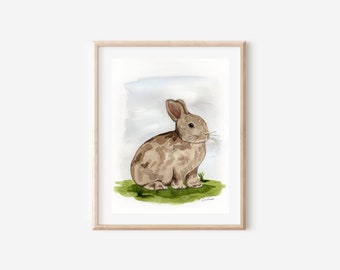 Bunny Painting Watercolor Rabbit Watercolor Painting Nursery Painting Gift For Mom Cute Animal Painting  Print titled "Bunny Watercolor"
