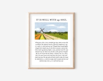 It Is Well With My Soul Christian Hymn Print Oil Pastel Painting Scripture Art Christian Wall Decor