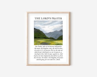 The Lord's Prayer Print Christian Art Oil Pastel Painting Scripture Art Christian Wall Decor
