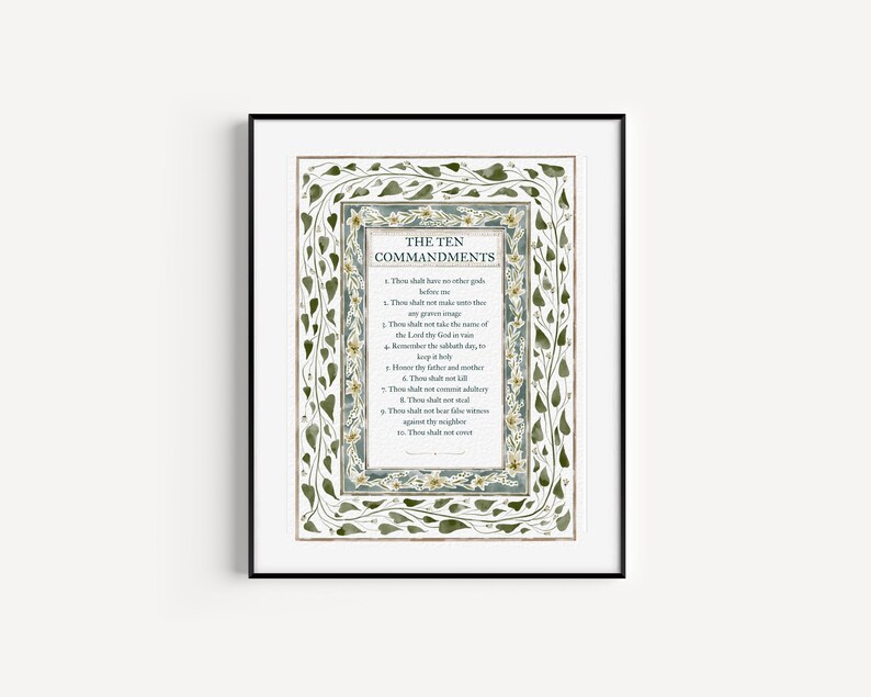 The Ten Commandments Print Biblical Art Christian Painting Ten ...