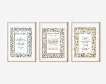 Watercolor Prayer Prints The Lord's Prayer The Doxology Gloria Patri Christian Watercolor Prints