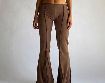 flared stretch trousers