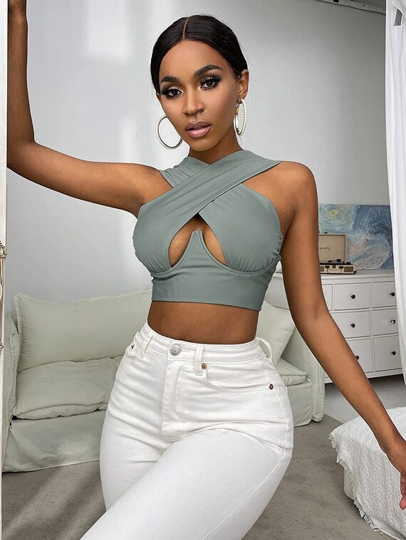 Womens Criss Cross Tank Top Sexy 