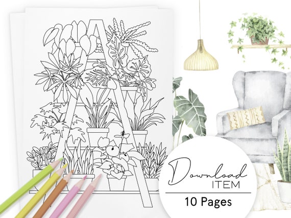 Plant Coloring Pages: "Crazy Plant Lady" Designs, Set 3 (PDF Download)
