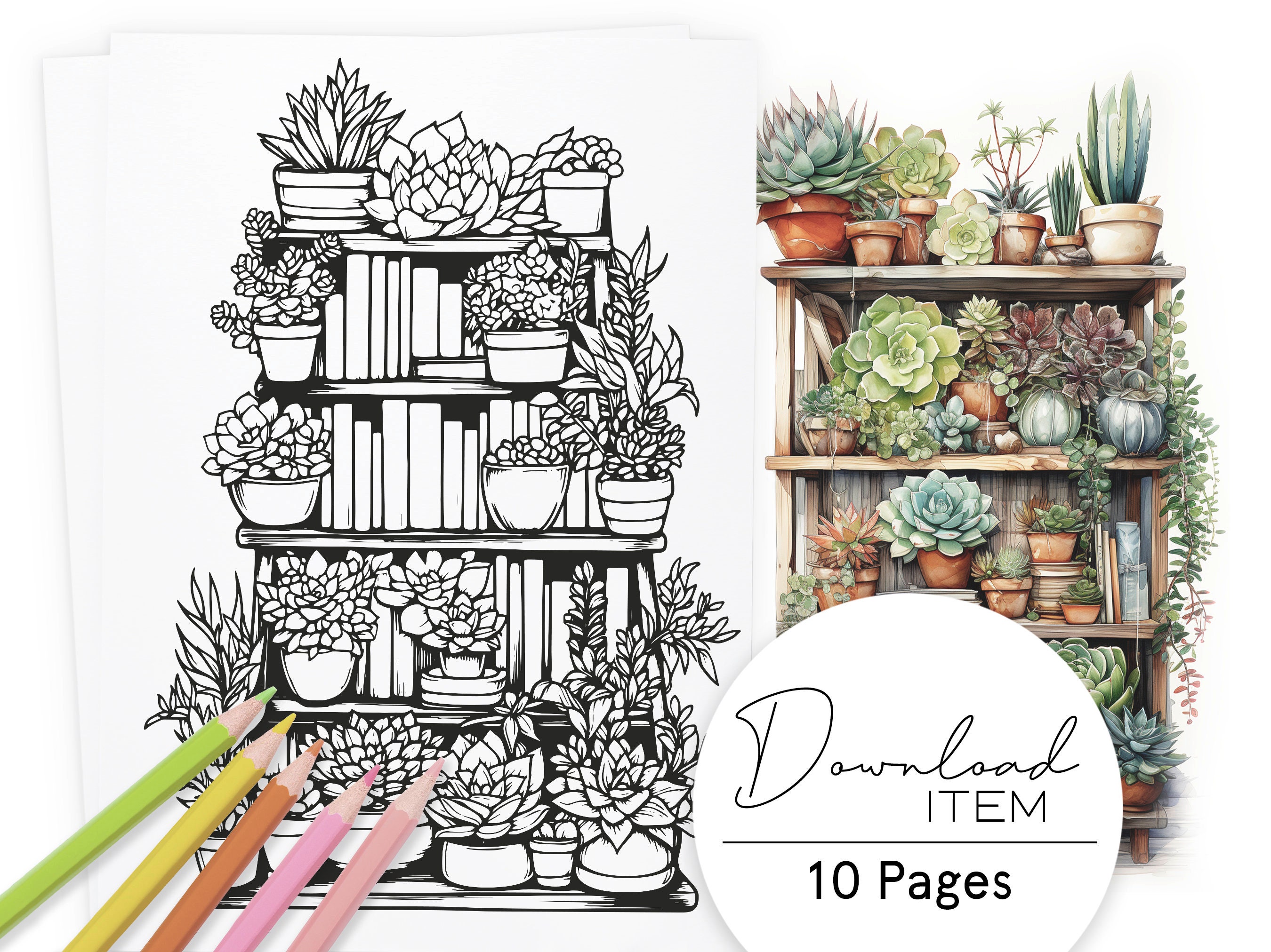 Plant Coloring Pages for Adults: all My Books and Plants, Printable PDF ...