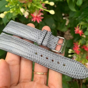 Grau Echtleder Eidechsenarmband Band, Uhrenarmband aus Leder, handgefertigtes Uhrenarmbandband, Custom Strap 26mm 24mm 22mm 20mm 18mm
