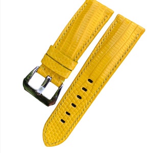 26 mm/24 mm/22 mm/20 mm/18 mm/16 mm GULT klockarmband i äkta Lizard-läder, läderarmband, handgjort klockarmband