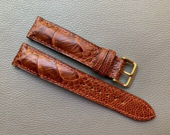 Brown Leg Ostrich Leather Watch Strap Band, Handmade Watch Strap Band Match All Watches, Custom Watch Strap Band 26mm 24mm 22mm 20mm, 18mm