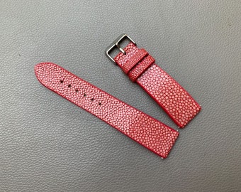 RED Genuine STINGRAY leather watch strap band, leather watch strap, handmade watch strap band, Custom Strap 26mm 24mm 22mm 20mm 18mm 16mm