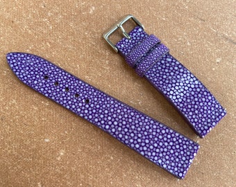 Purple Genuine Stingray leather watch strap band, leather watch strap, handmade watch strap band, Custom Strap