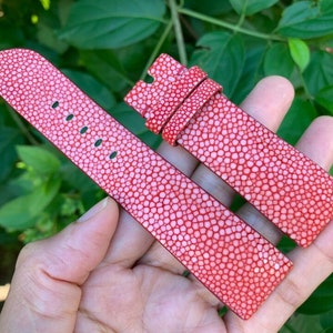 Pink Color STINGRAY leather watch strap band, leather watch strap, handmade watch strap band, Custom Strap 26mm 24mm 22mm 20mm 18mm 16mm...