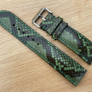 26mm 24mm 22mm 21mm 20mm 19mm 18mm 16mm Grün Python Leder Uhrenarmband, Lederarmband Uhrenarmband, handgemachtes Uhrenarmband