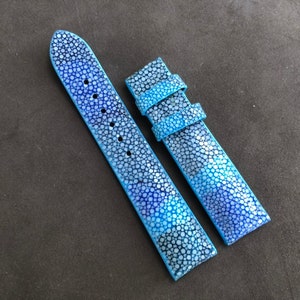 Genuine blue Stingray leather watch strap band, leather watch strap, handmade watch strap band
