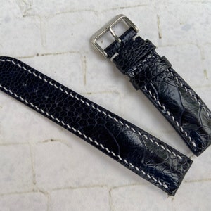 26mm 24mm 22mm 21mm 20mm 19mm 18mm 16mm Black Leg Ostrich leather watch strap band