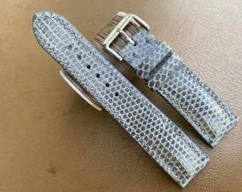 26mm 24mm 22mm 21mm 20mm 19mm 18mm 16mm Gray Lizard leather watch strap band, leather wrist watch band, handmade watch strap bracelet