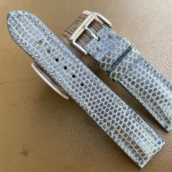 26mm 24mm 22mm 21mm 20mm 19mm 18mm 16mm Gray Lizard leather watch strap band, leather wrist watch band, handmade watch strap bracelet